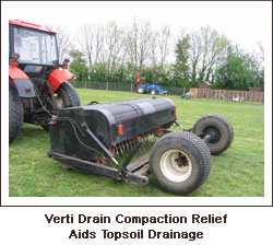 Verti Drain compaction relief aid topsoil drainage.