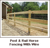 Click to view. Post & Rail Horse Fencing With Wire